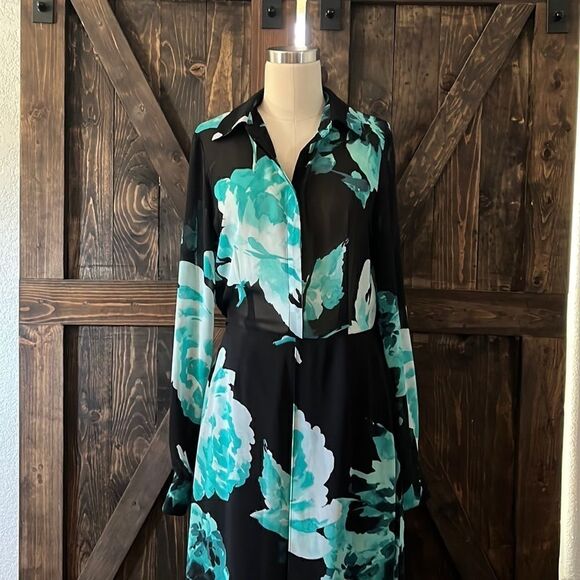 Eva Mendes long maxi floral chiffon dress XS - Picture 2 of 7